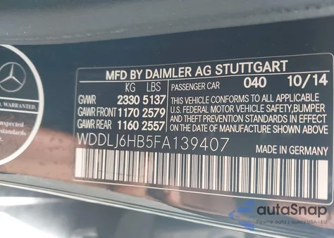 2015 Mercedes-Benz Cls 400 4Matic from USA, damaged, VIN WDDLJ6HB5FA139407